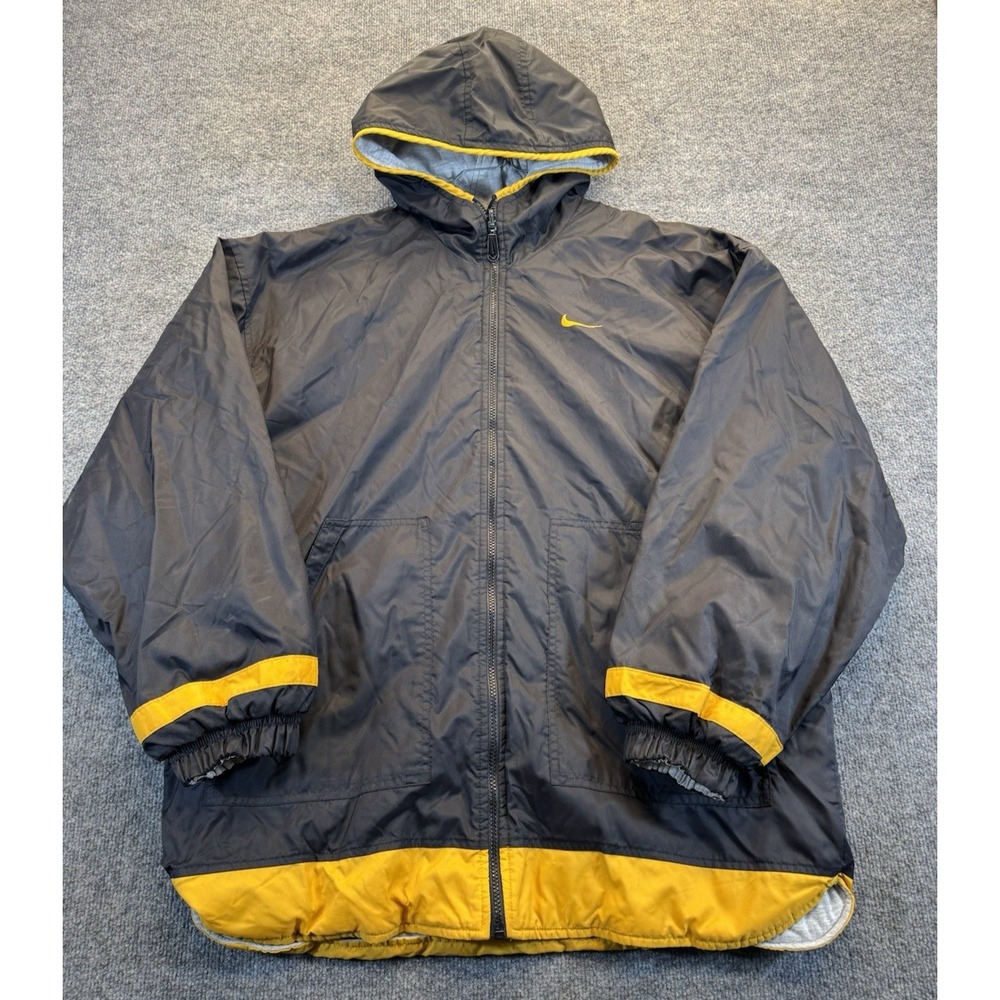 Vintage Nike Reversible Hooded Jacket Gray Black Yellow Men's Size Medium